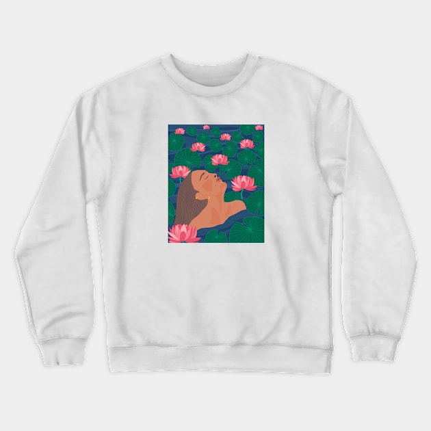 Lotus Pond Crewneck Sweatshirt by Shreyasi